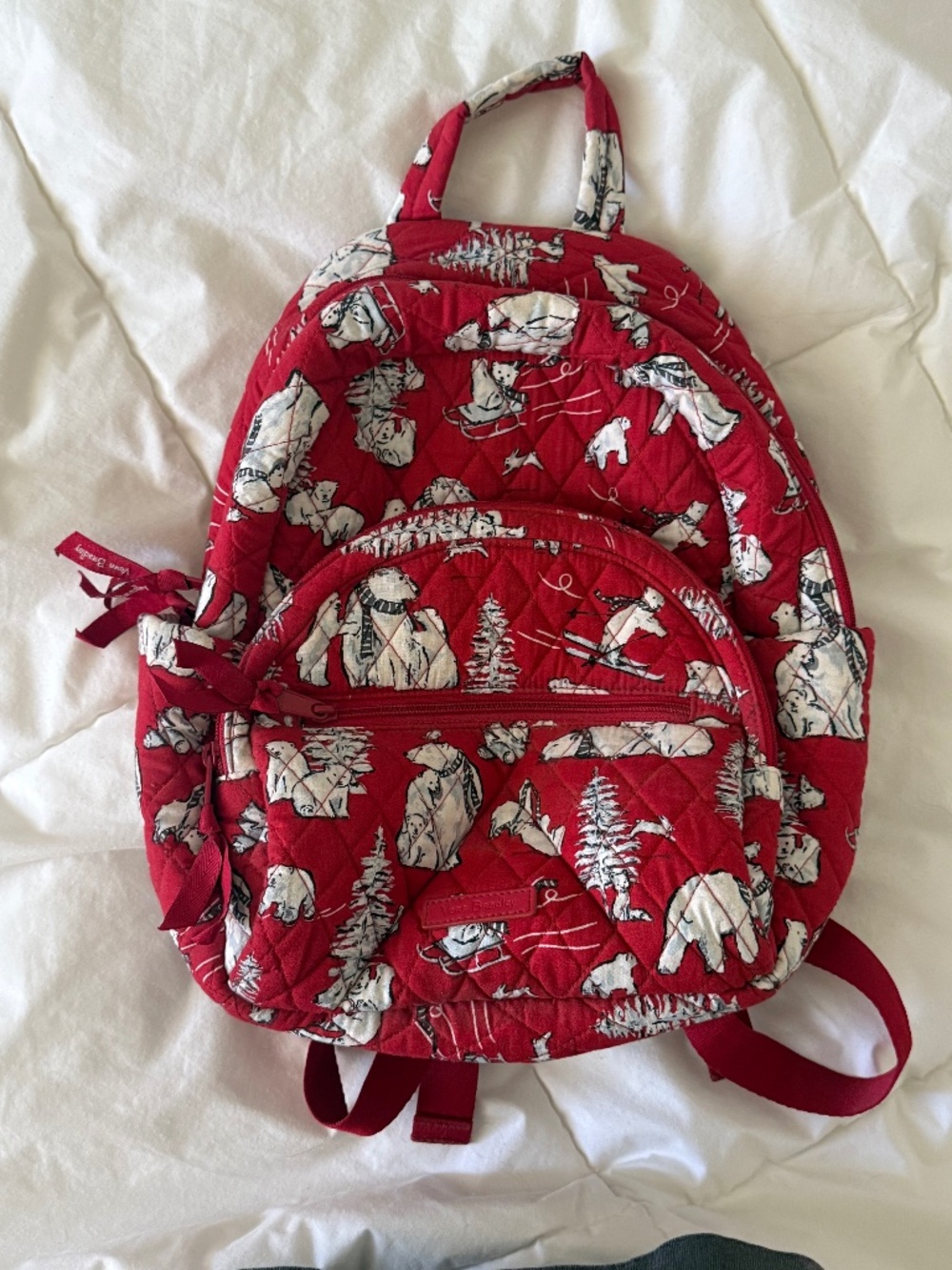 Vera Bradley Essential Compact Backpack in the retired "Beary Merry Red"